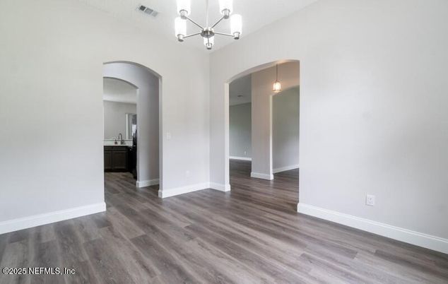 Empty room, Interior, Pendant Lights, Wood Texture Flooring