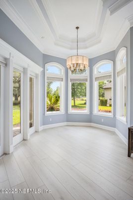 Chandelier, Empty room, Interior, Wood Texture Flooring