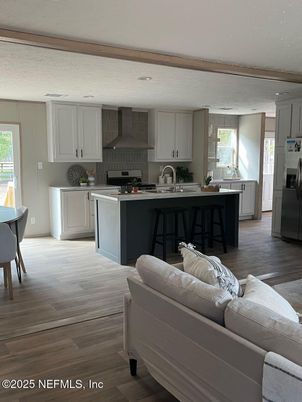 Interior, Kitchen, Living room, Recessed Lighting, Wood Texture Flooring