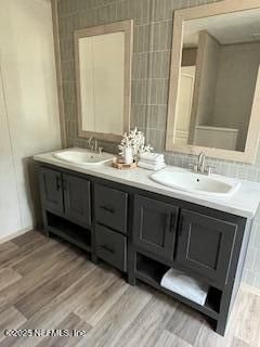 Bathroom, Dual Sink Vanities, Interior, Wood Texture Flooring