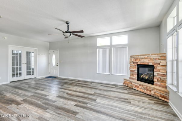 Empty room, Fireplace, Interior, Wood Texture Flooring