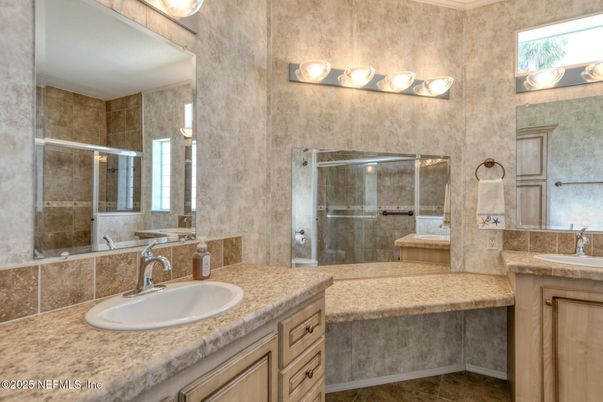 Bathroom, Dual Sink Vanities, Glass Shower, Interior