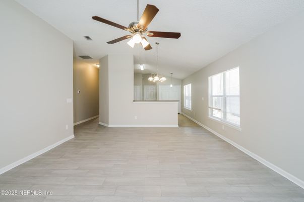 Chandelier, Empty room, Interior, Pendant Lights, Wood Texture Flooring