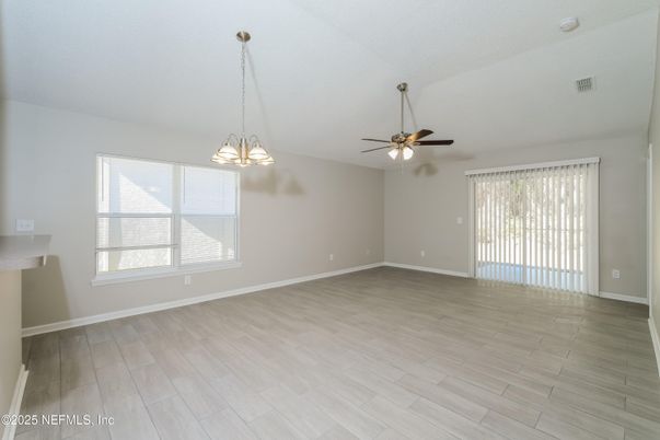 Empty room, Interior, Pendant Lights, Wood Texture Flooring
