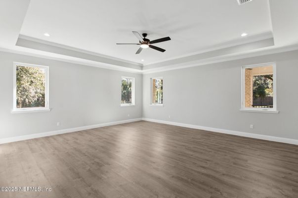 Empty room, Interior, Recessed Lighting, Wood Texture Flooring