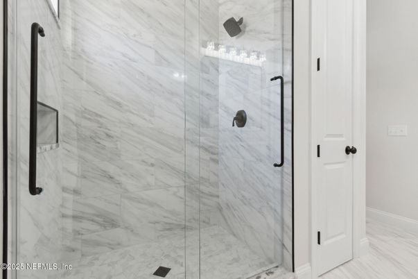 Bathroom, Glass Shower, Interior, Marble Walls