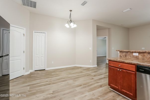 Interior, Kitchen, Pendant Lights, Wood Texture Flooring
