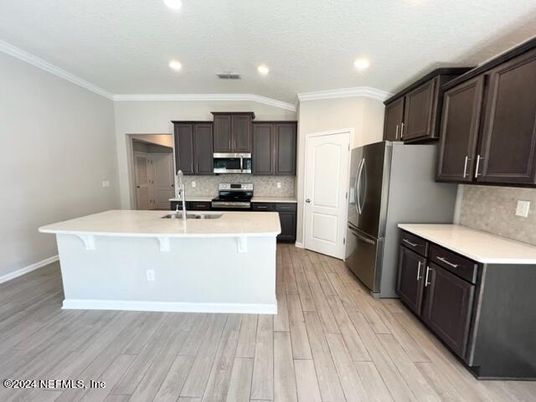 Interior, Kitchen, Recessed Lighting, Wood Texture Flooring