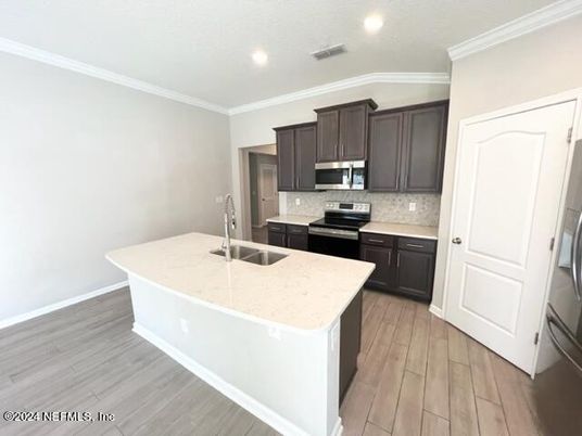 Interior, Kitchen, Recessed Lighting, Wood Texture Flooring