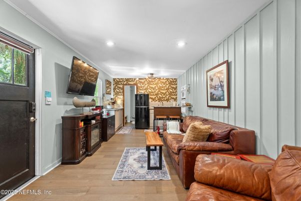 Home Office, Interior, Living room, Recessed Lighting, Wood Texture Flooring