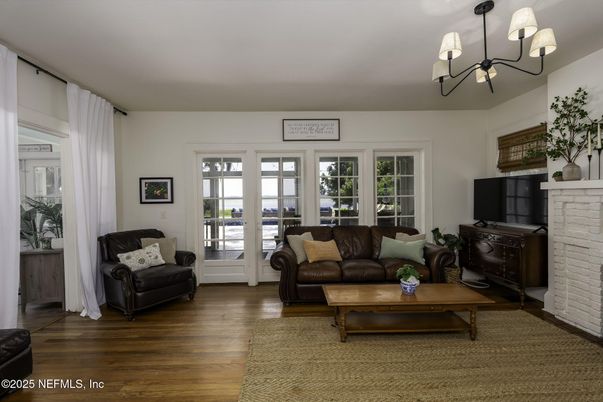 Chandelier, Interior, Living room, Wood Texture Flooring