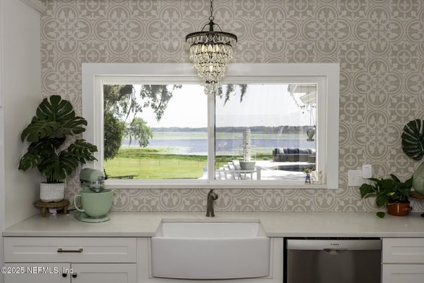 Chandelier, Interior, Kitchen, Stainless Steel Appliances