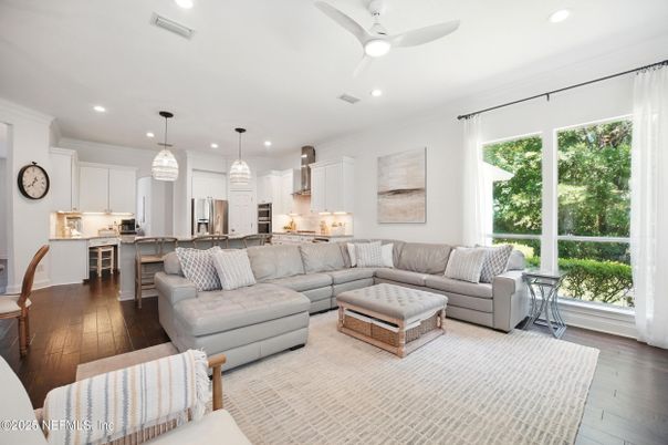Interior, Kitchen, Living room, Pendant Lights, Recessed Lighting, Stainless Steel Appliances, Wood Texture Flooring