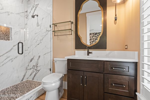 Bathroom, Glass Shower, Interior, Marble Walls