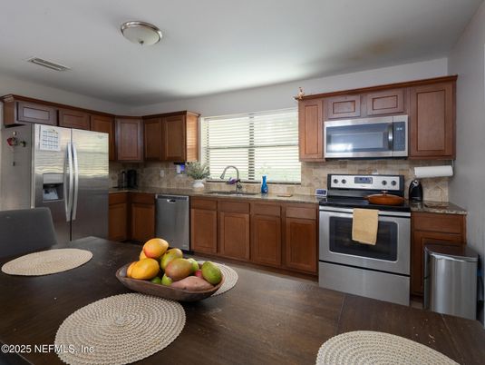 Interior, Kitchen, Stainless Steel Appliances, Wood Texture Flooring
