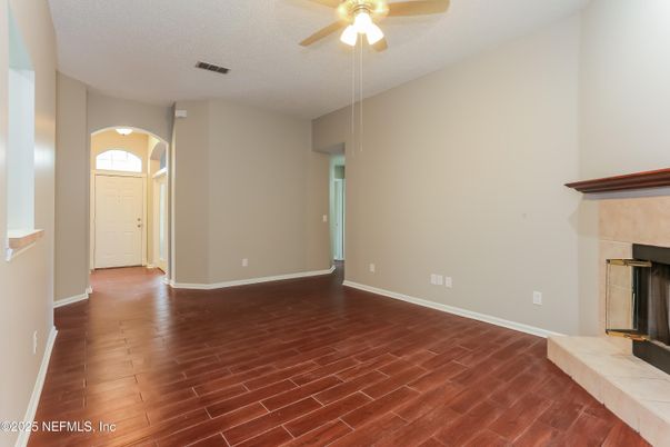 Empty room, Fireplace, Interior, Wood Texture Flooring