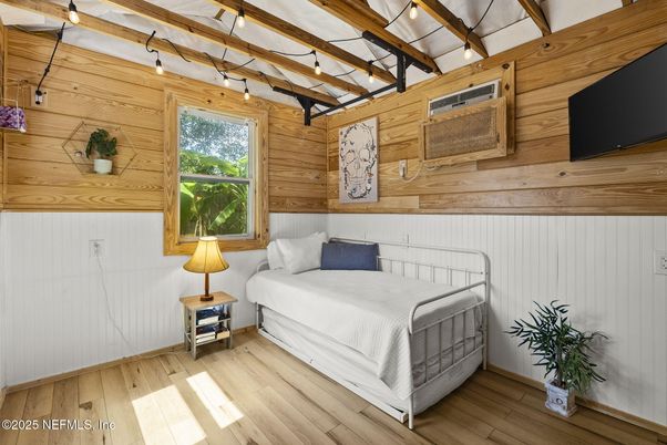 Bedroom, Interior, Wooden Beams, Wood Texture Flooring, Wooden Walls