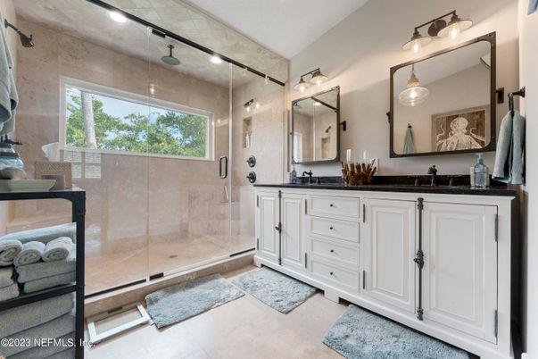 Bathroom, Dual Sink Vanities, Glass Shower, Interior