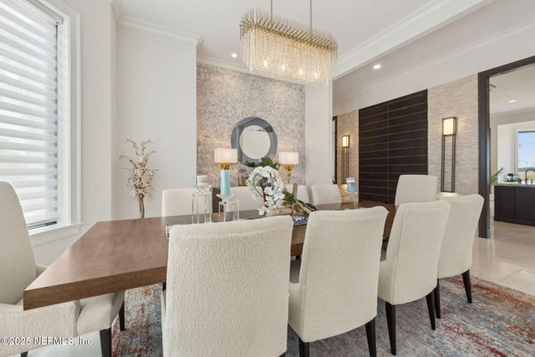Chandelier, Dining room, Interior, Recessed Lighting