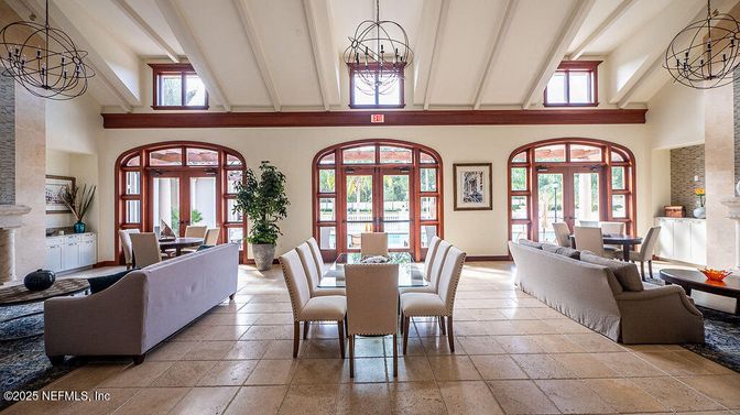 Dining room, Fireplace, Interior, Living room, Pendant Lights
