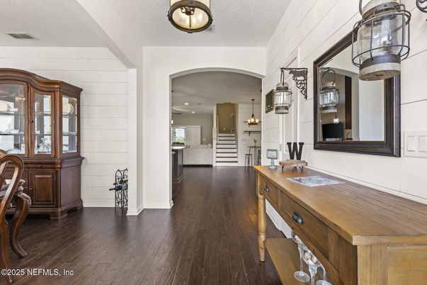Chandelier, Interior, Kitchen, Pendant Lights, Recessed Lighting, Wood Texture Flooring