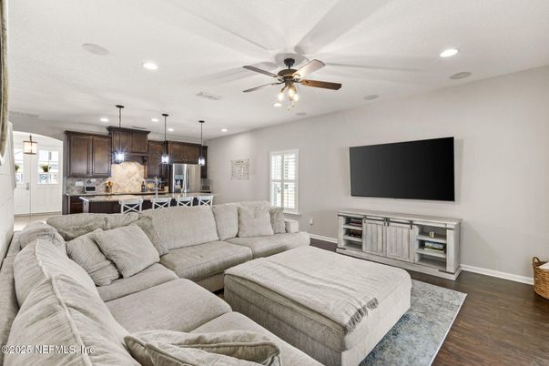 Interior, Kitchen, Living room, Pendant Lights, Recessed Lighting, Stainless Steel Appliances, Wood Texture Flooring