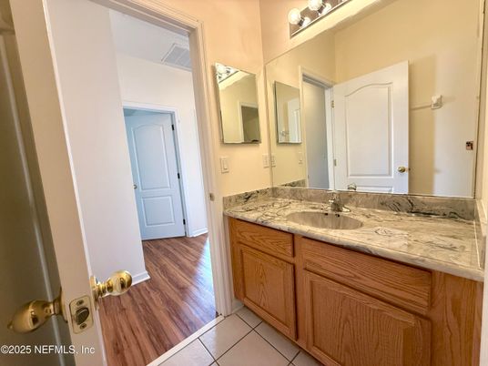 Bathroom, Dual Sink Vanities, Interior, Wood Texture Flooring
