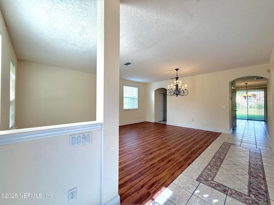 Chandelier, Empty room, Interior, Wood Texture Flooring