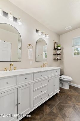 Bathroom, Dual Sink Vanities, Interior, Wood Texture Flooring