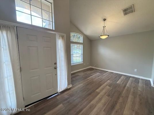 Empty room, Interior, Pendant Lights, Wood Texture Flooring