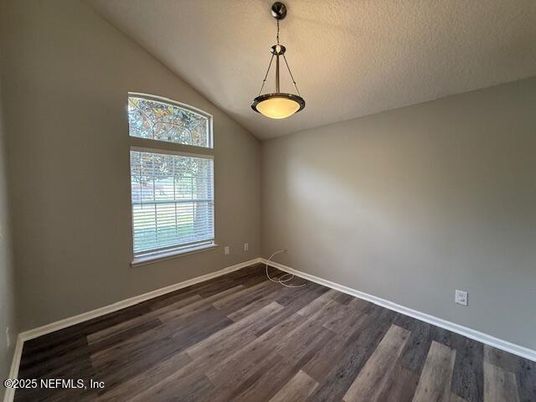 Empty room, Interior, Pendant Lights, Wood Texture Flooring
