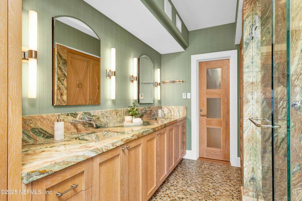 Bathroom, Dual Sink Vanities, Glass Shower, Interior