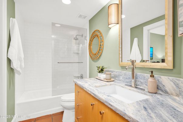 Bathroom, Dual Sink Vanities, Glass Shower, Interior, Recessed Lighting