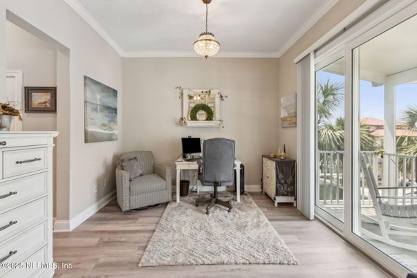 Home Office, Interior, Pendant Lights, Wood Texture Flooring