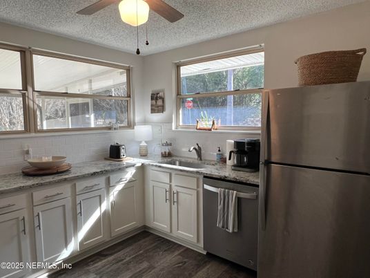 Interior, Kitchen, Stainless Steel Appliances, Wood Texture Flooring