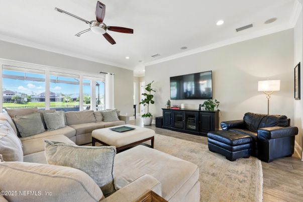 Interior, Living room, Recessed Lighting, Wood Texture Flooring