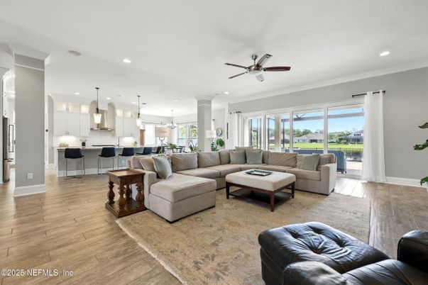 Interior, Kitchen, Living room, Pendant Lights, Recessed Lighting, Wood Texture Flooring
