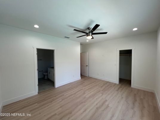 Bathroom, Empty room, Interior, Recessed Lighting, Wood Texture Flooring