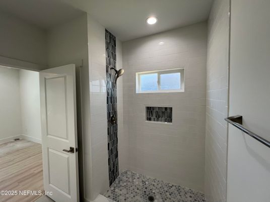 Bathroom, Interior, Recessed Lighting, Wood Texture Flooring