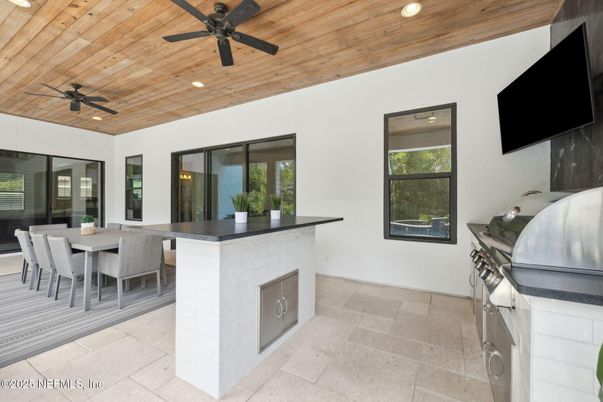 Dining room, Exterior, Interior, Recessed Lighting, Wooden Ceilings