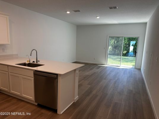 Interior, Kitchen, Recessed Lighting, Wood Texture Flooring