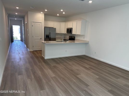 Interior, Kitchen, Recessed Lighting, Wood Texture Flooring