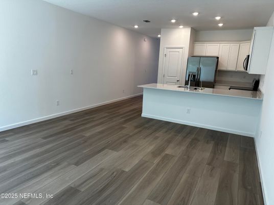 Interior, Kitchen, Recessed Lighting, Wood Texture Flooring