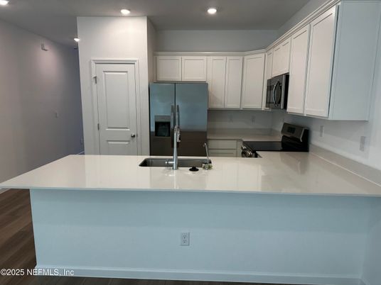 Interior, Kitchen, Recessed Lighting, Wood Texture Flooring