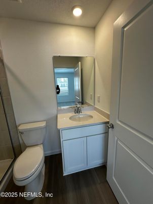 Bathroom, Interior, Recessed Lighting, Wood Texture Flooring