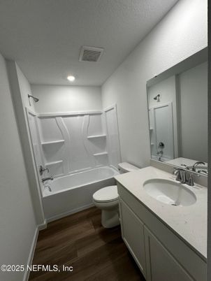 Bathroom, Interior, Recessed Lighting, Wood Texture Flooring