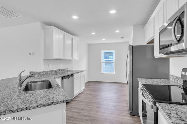 Interior, Kitchen, Recessed Lighting, Wood Texture Flooring