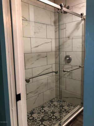 Bathroom, Glass Shower, Interior, Marble Walls