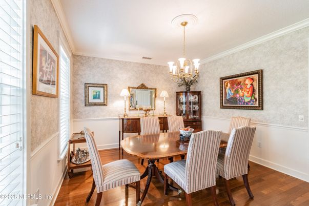 Chandelier, Dining room, Interior, Wood Texture Flooring