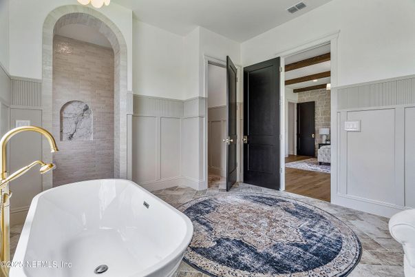 Bathroom, Free Standing Baths, Interior, Wood Texture Flooring